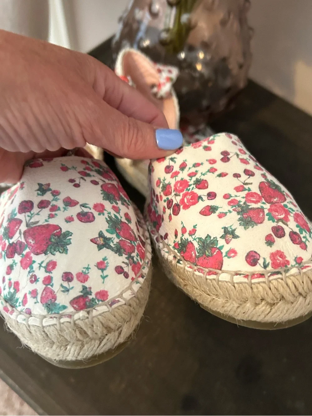 LOVESHACKFANCY X Manebi $195 Nordic Floral Tie-Ankle Espadrille(size 9)